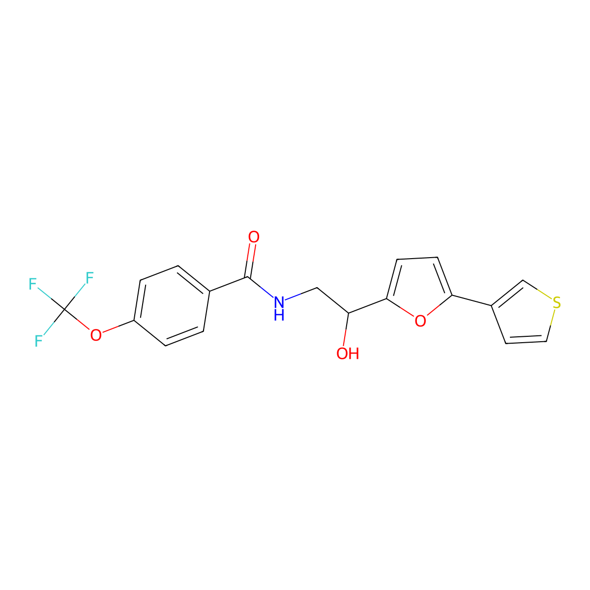 N-(2-hydroxy-2-(5-(thiophen-3-yl)furan-2-yl)ethyl)-4-(trifluoromethoxy)benzamide molecular structure, CAS 2034490-47-4