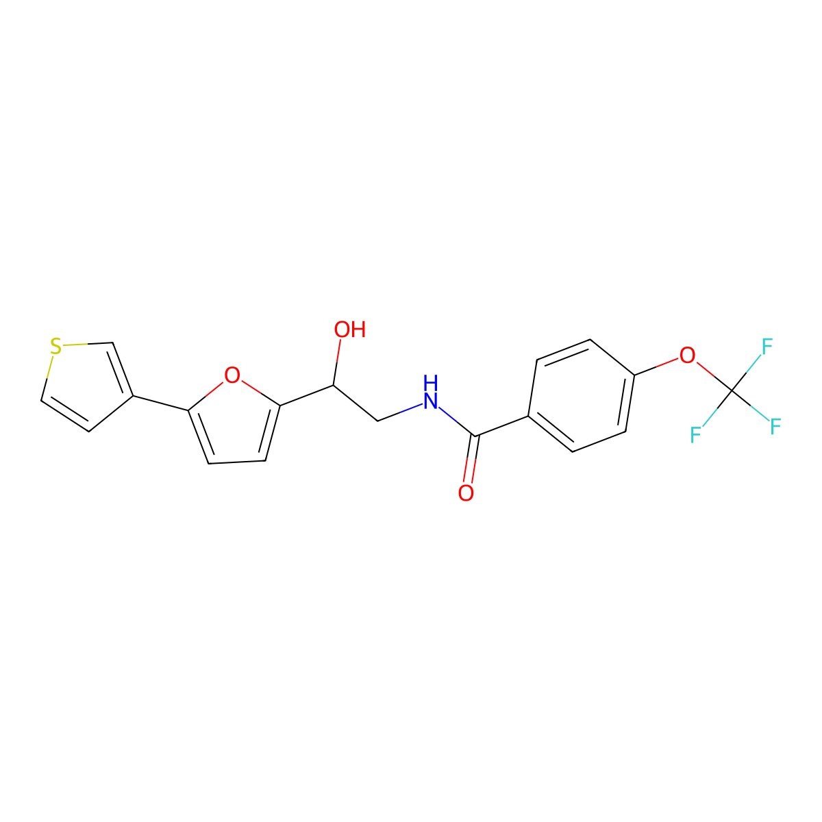 N-(2-hydroxy-2-(5-(thiophen-3-yl)furan-2-yl)ethyl)-4-(trifluoromethoxy)benzamide molecular structure, CAS 2034490-47-4