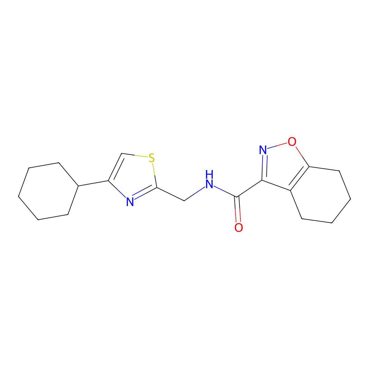 N-((4-cyclohexylthiazol-2-yl)methyl)-4,5,6,7-tetrahydrobenzo[d]isoxazole-3-carboxamide molecular structure, CAS 2034490-53-2