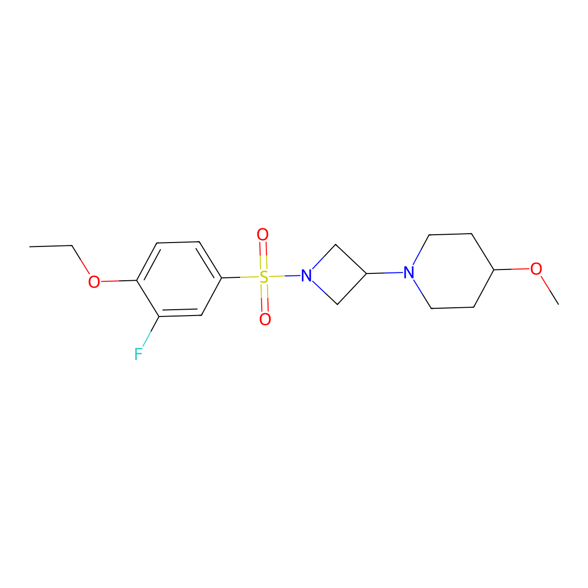 1-(1-((4-Ethoxy-3-fluorophenyl)sulfonyl)azetidin-3-yl)-4-methoxypiperidine molecular structure, CAS 2034490-55-4