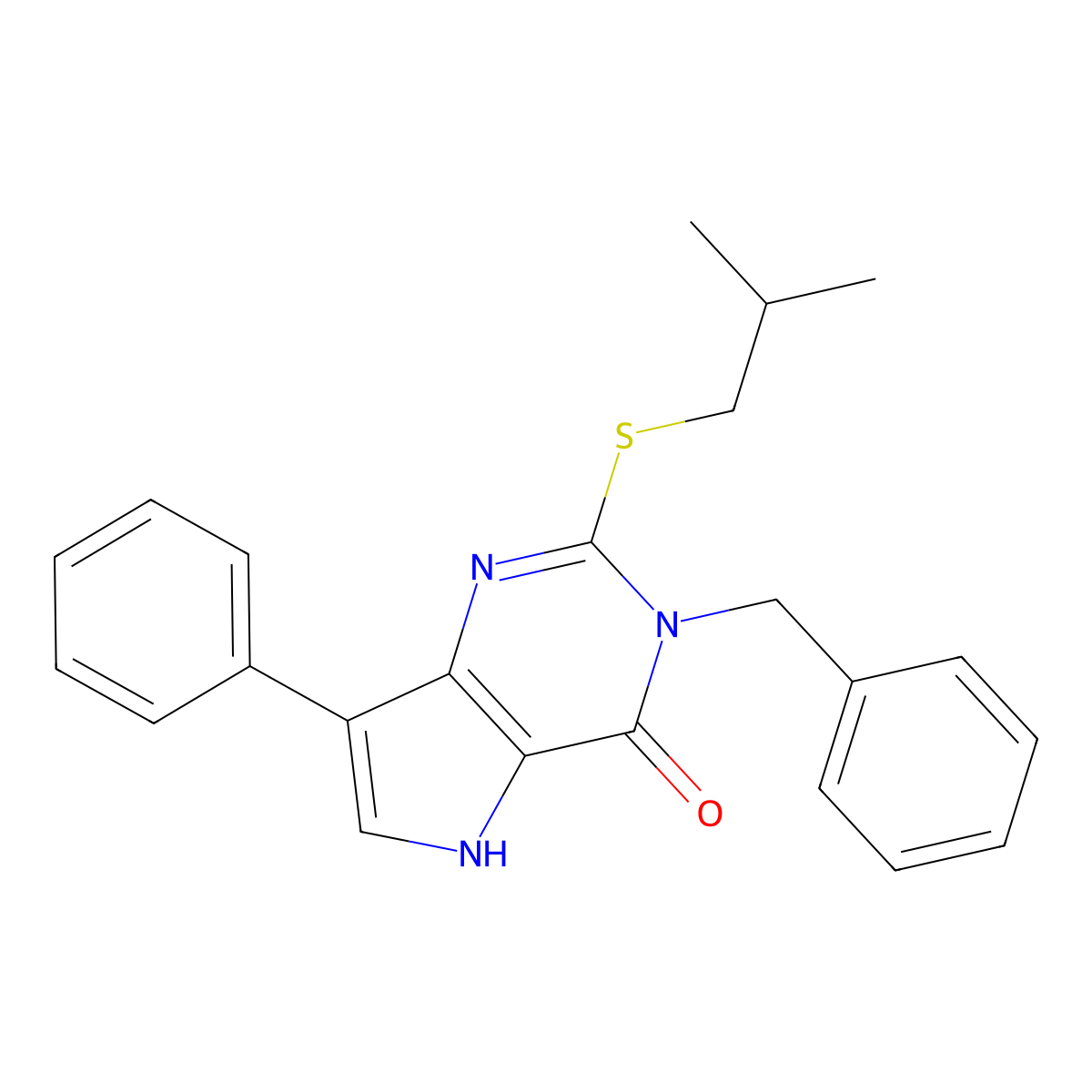 3-benzyl-2-(isobutylthio)-7-phenyl-3H-pyrrolo[3,2-d]pyrimidin-4(5H)-one molecular structure, CAS 2034490-64-5