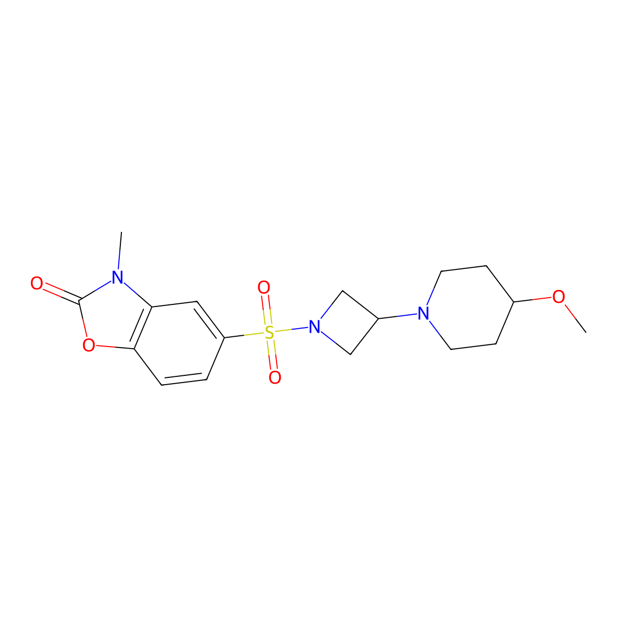 5-((3-(4-methoxypiperidin-1-yl)azetidin-1-yl)sulfonyl)-3-methylbenzo[d]oxazol-2(3H)-one molecular structure, CAS 2034490-67-8