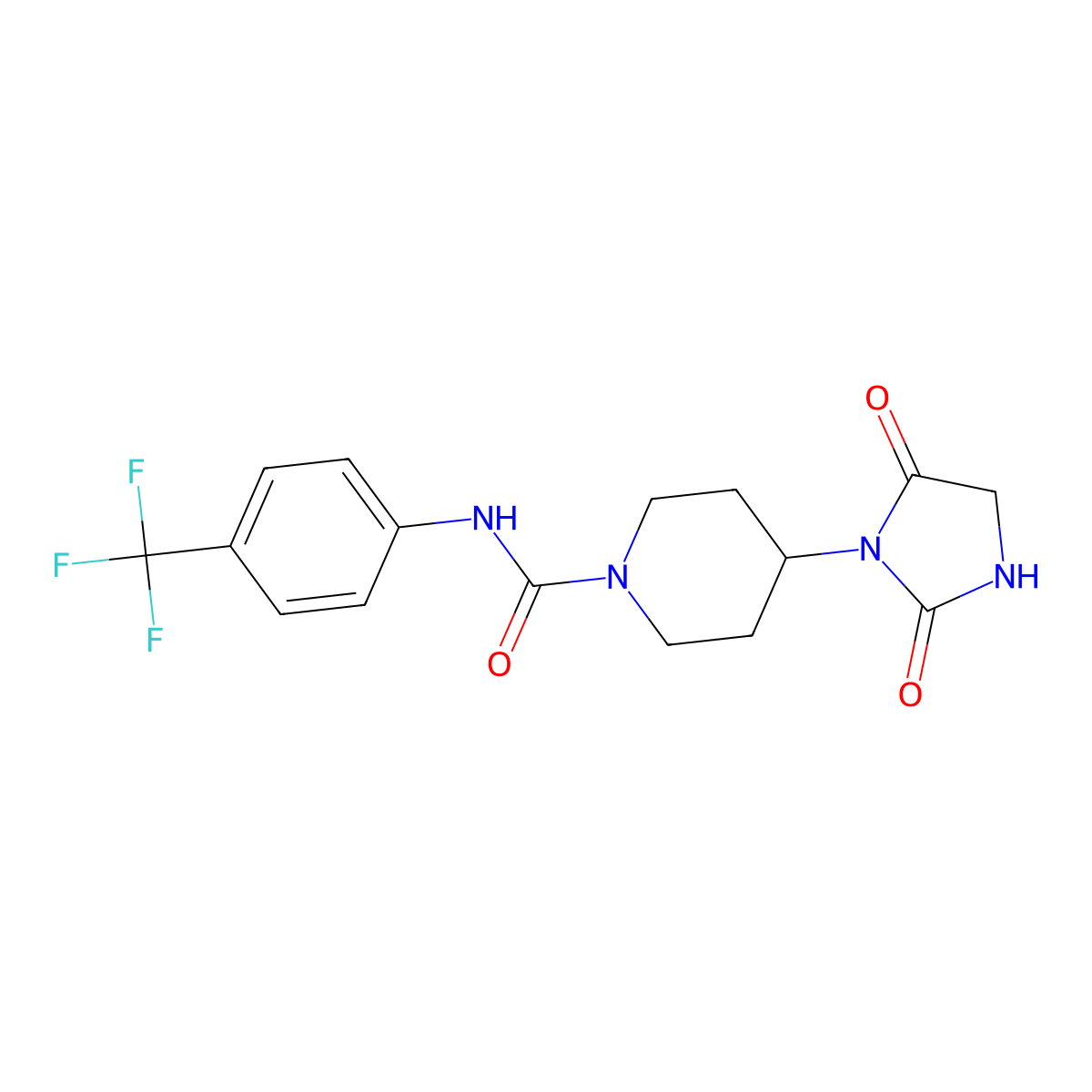 4-(2,5-dioxoimidazolidin-1-yl)-N-[4-(trifluoromethyl)phenyl]piperidine-1-carboxamide molecular structure, CAS 2034490-76-9