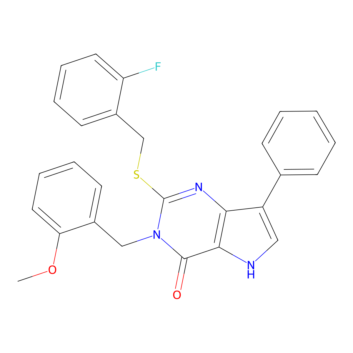 2-((2-fluorobenzyl)thio)-3-(2-methoxybenzyl)-7-phenyl-3H-pyrrolo[3,2-d]pyrimidin-4(5H)-one molecular structure, CAS 2034490-78-1