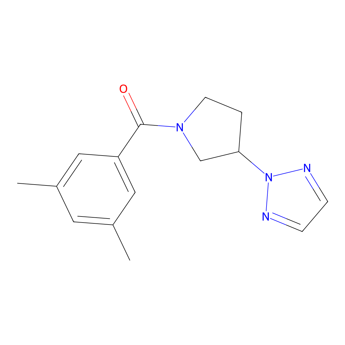 (3-(2H-1,2,3-triazol-2-yl)pyrrolidin-1-yl)(3,5-dimethylphenyl)methanone molecular structure, CAS 2034490-79-2