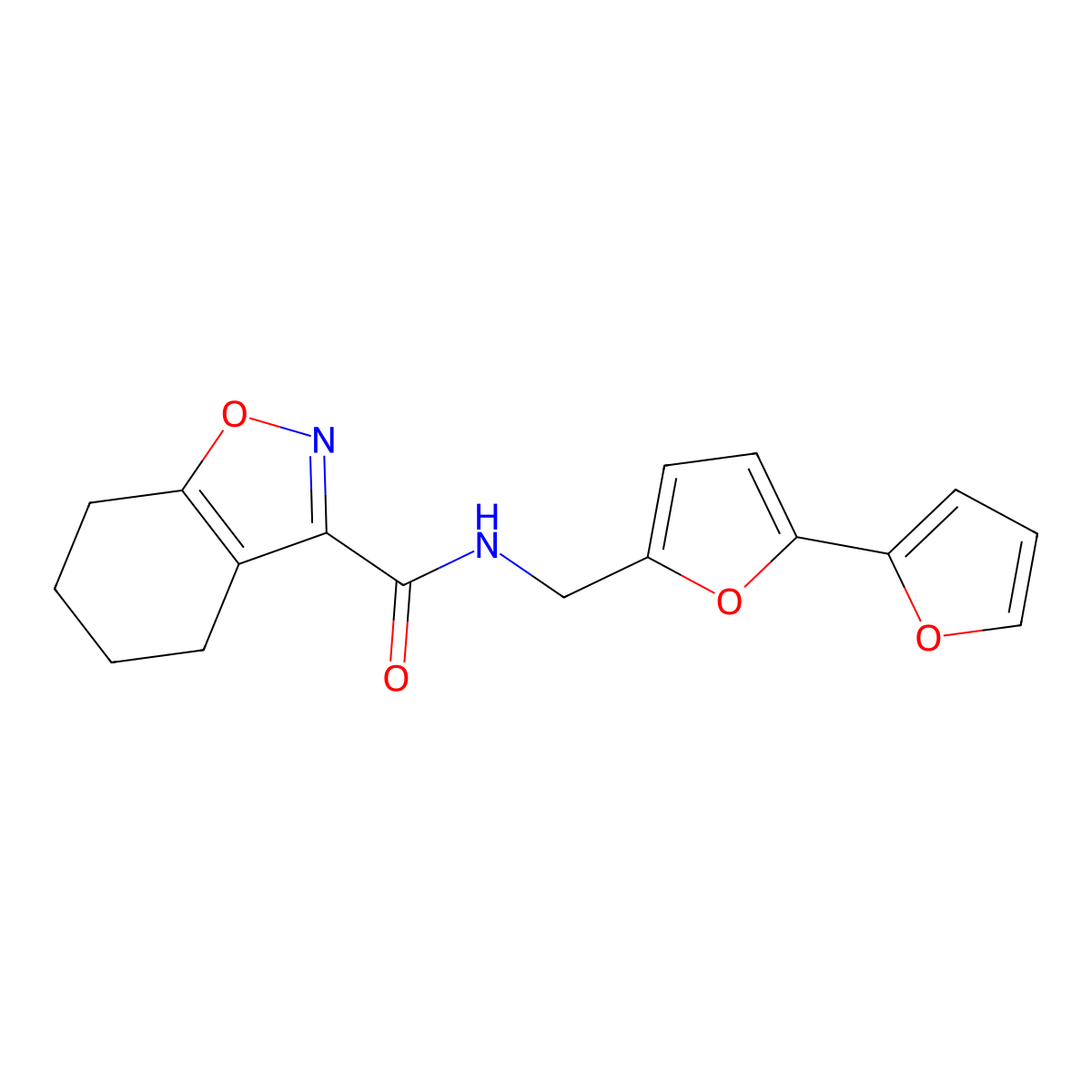 N-([2,2'-bifuran]-5-ylmethyl)-4,5,6,7-tetrahydrobenzo[d]isoxazole-3-carboxamide molecular structure, CAS 2034490-80-5