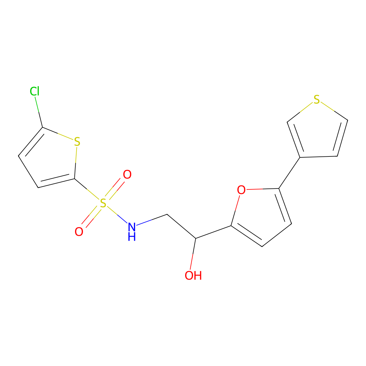 5-chloro-N-{2-hydroxy-2-[5-(thiophen-3-yl)furan-2-yl]ethyl}thiophene-2-sulfonamide molecular structure, CAS 2034490-85-0