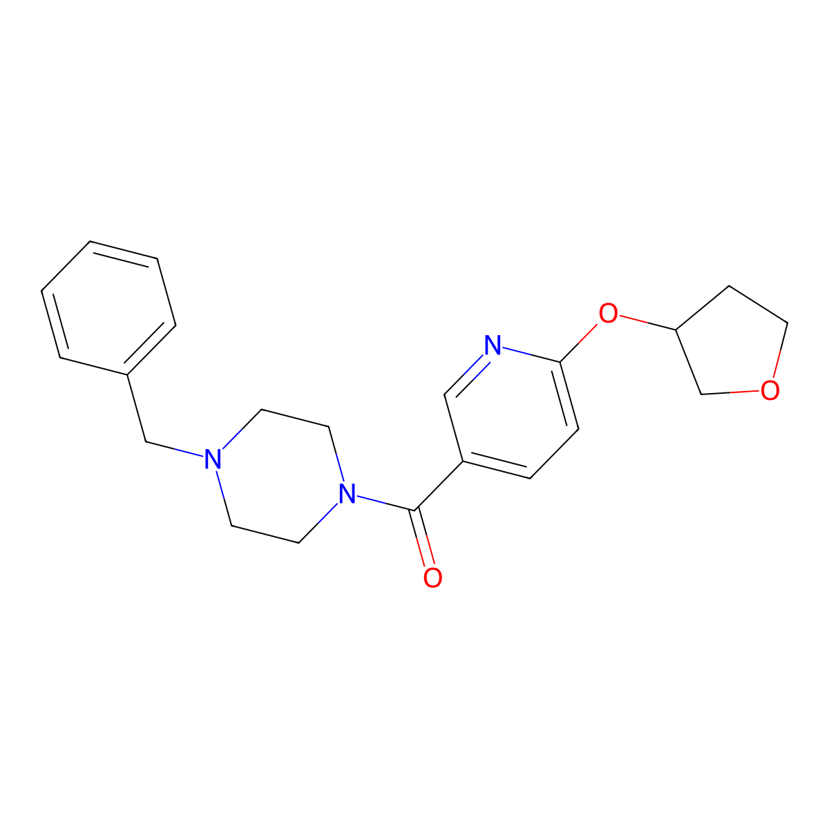(4-Benzylpiperazin-1-yl)(6-((tetrahydrofuran-3-yl)oxy)pyridin-3-yl)methanone molecular structure, CAS 2034490-88-3