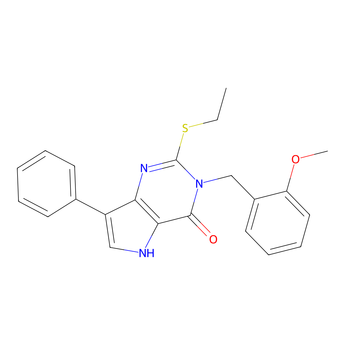 2-(ethylthio)-3-(2-methoxybenzyl)-7-phenyl-3H-pyrrolo[3,2-d]pyrimidin-4(5H)-one molecular structure, CAS 2034490-97-4