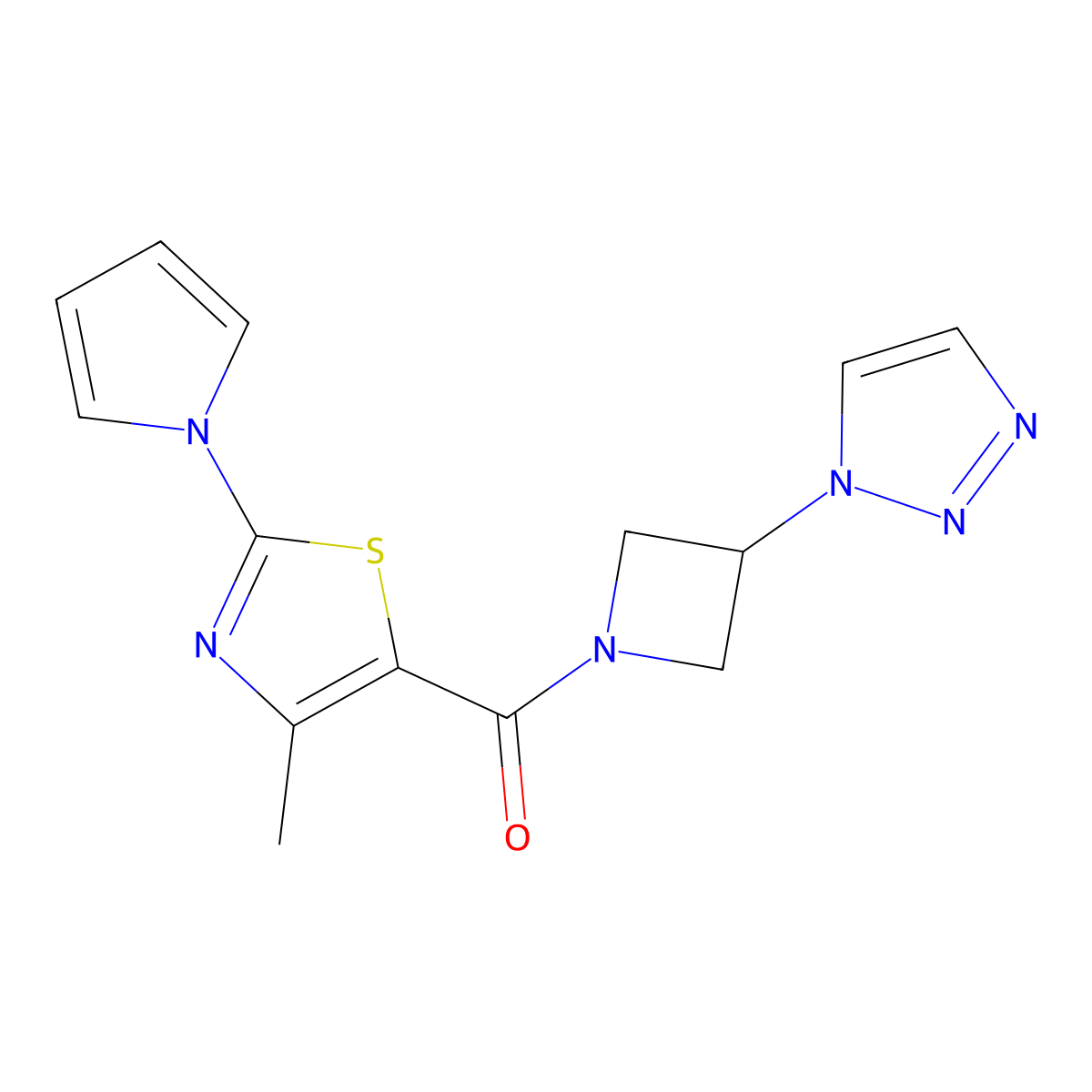 (3-(1H-1,2,3-triazol-1-yl)azetidin-1-yl)(4-methyl-2-(1H-pyrrol-1-yl)thiazol-5-yl)methanone molecular structure, CAS 2034491-00-2