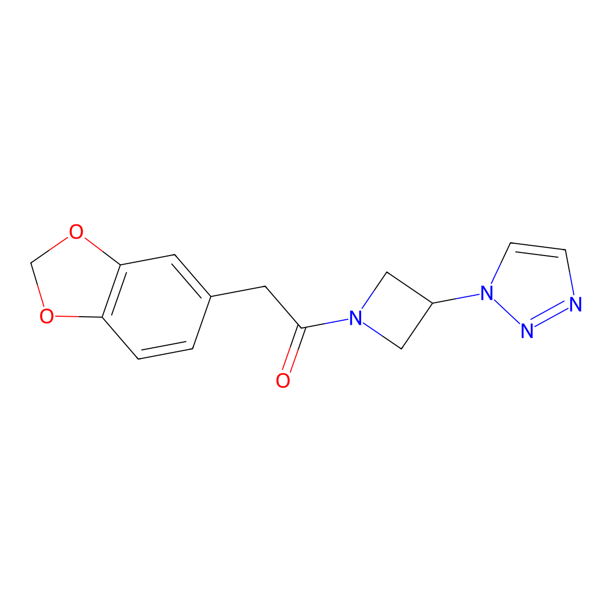 1-(3-(1H-1,2,3-triazol-1-yl)azetidin-1-yl)-2-(benzo[d][1,3]dioxol-5-yl)ethanone molecular structure, CAS 2034491-06-8