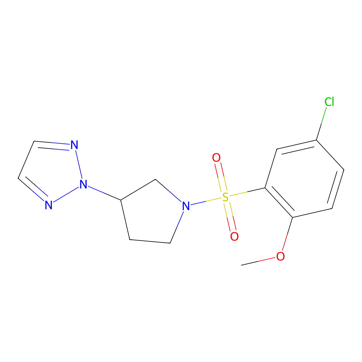 2-(1-((5-chloro-2-methoxyphenyl)sulfonyl)pyrrolidin-3-yl)-2H-1,2,3-triazole molecular structure, CAS 2034491-07-9