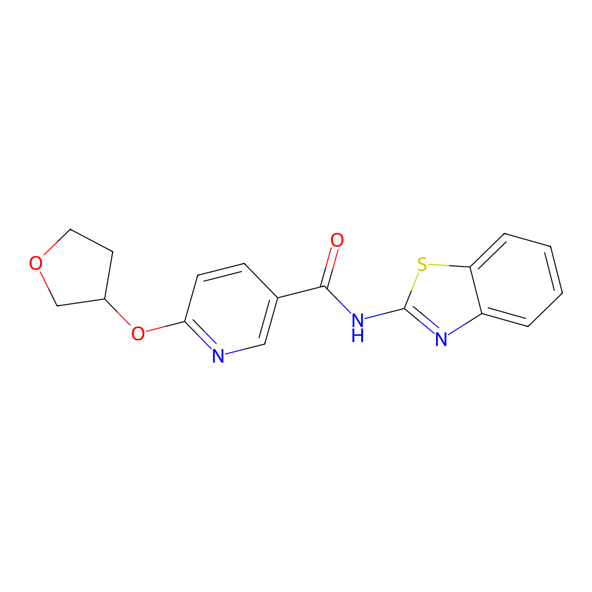 N-(benzo[d]thiazol-2-yl)-6-((tetrahydrofuran-3-yl)oxy)nicotinamide molecular structure, CAS 2034491-08-0
