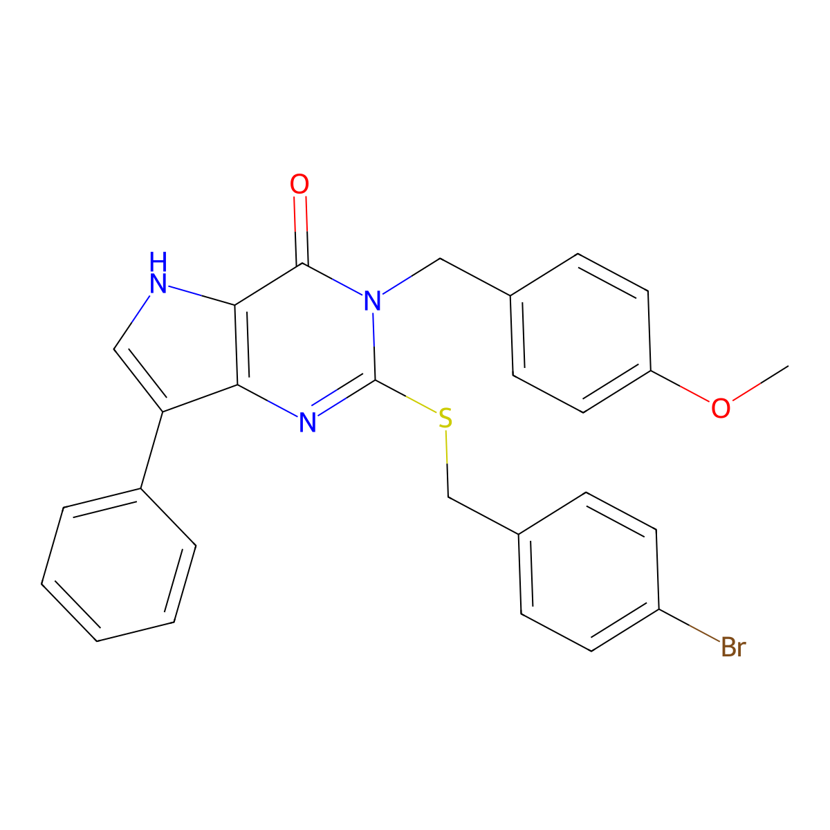 2-((4-bromobenzyl)thio)-3-(4-methoxybenzyl)-7-phenyl-3H-pyrrolo[3,2-d]pyrimidin-4(5H)-one molecular structure, CAS 2034491-11-5