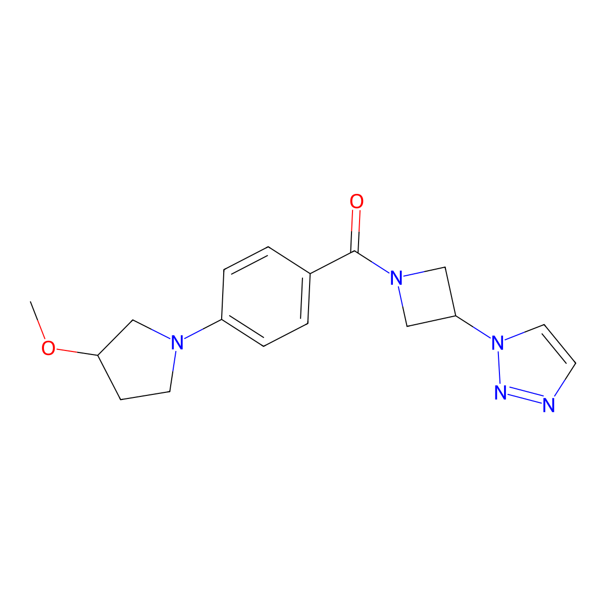 (3-(1H-1,2,3-triazol-1-yl)azetidin-1-yl)(4-(3-methoxypyrrolidin-1-yl)phenyl)methanone molecular structure, CAS 2034491-12-6