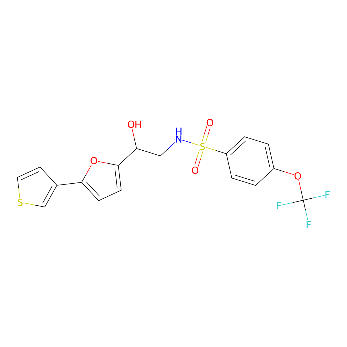 N-(2-hydroxy-2-(5-(thiophen-3-yl)furan-2-yl)ethyl)-4-(trifluoromethoxy)benzenesulfonamide molecular structure, CAS 2034491-14-8