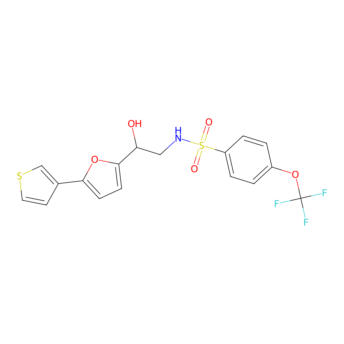 N-(2-hydroxy-2-(5-(thiophen-3-yl)furan-2-yl)ethyl)-4-(trifluoromethoxy)benzenesulfonamide molecular structure, CAS 2034491-14-8