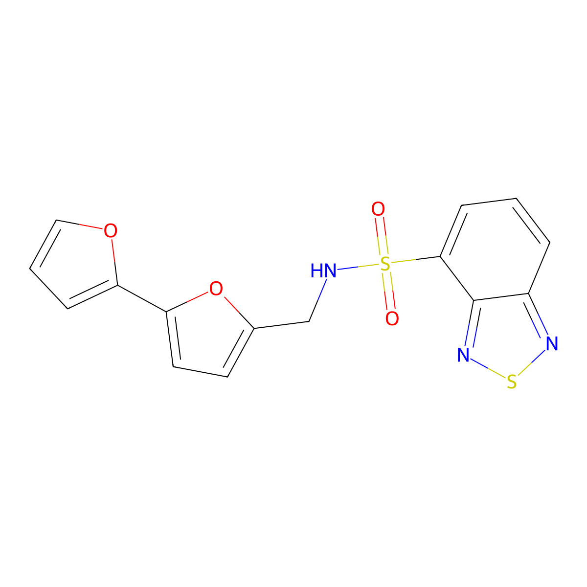 N-([2,2'-bifuran]-5-ylmethyl)benzo[c][1,2,5]thiadiazole-4-sulfonamide molecular structure, CAS 2034491-16-0