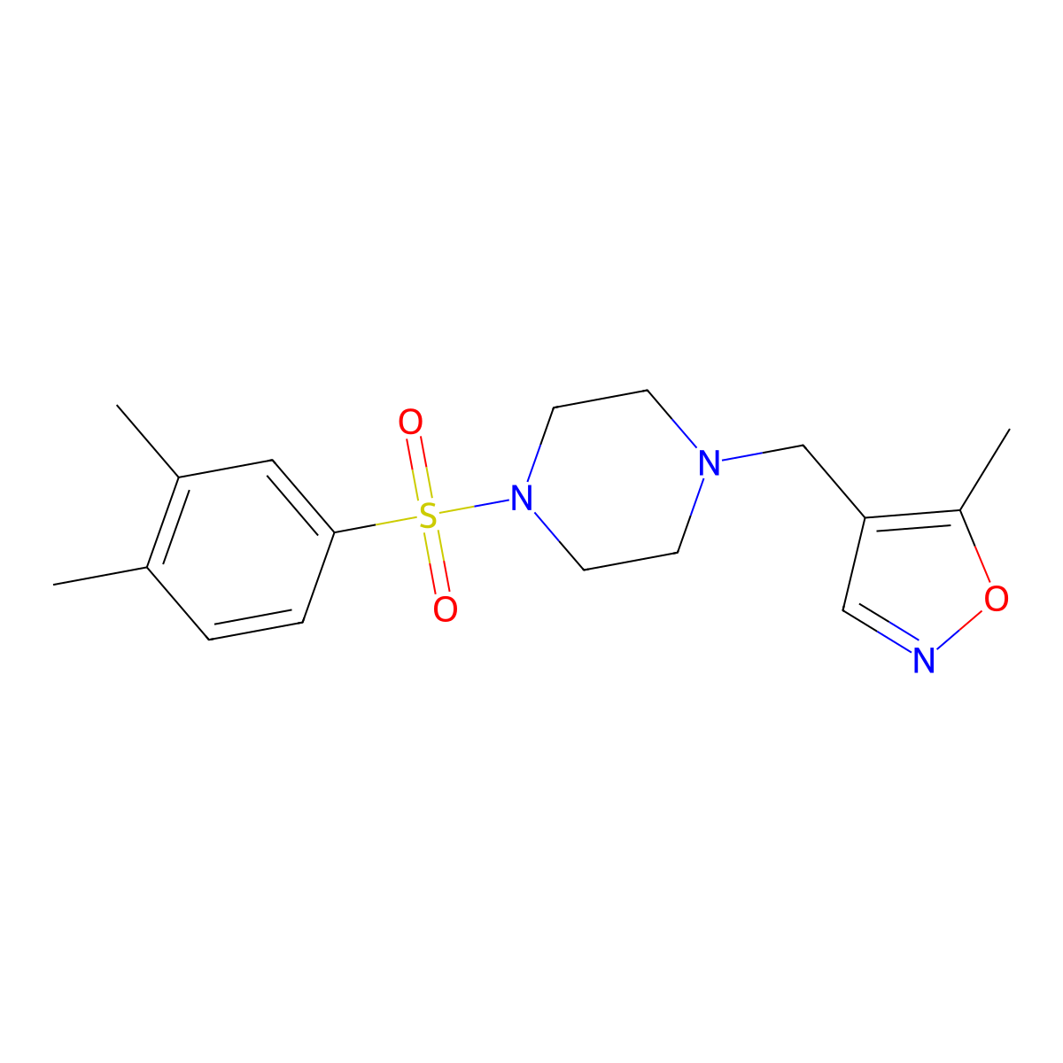 4-((4-((3,4-Dimethylphenyl)sulfonyl)piperazin-1-yl)methyl)-5-methylisoxazole molecular structure, CAS 2034491-19-3