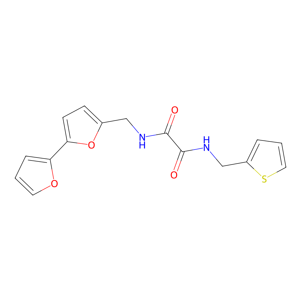 N1-([2,2'-bifuran]-5-ylmethyl)-N2-(thiophen-2-ylmethyl)oxalamide molecular structure, CAS 2034491-24-0