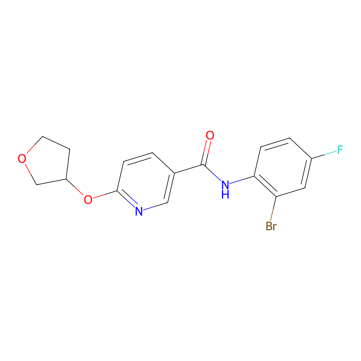 N-(2-bromo-4-fluorophenyl)-6-((tetrahydrofuran-3-yl)oxy)nicotinamide molecular structure, CAS 2034491-28-4