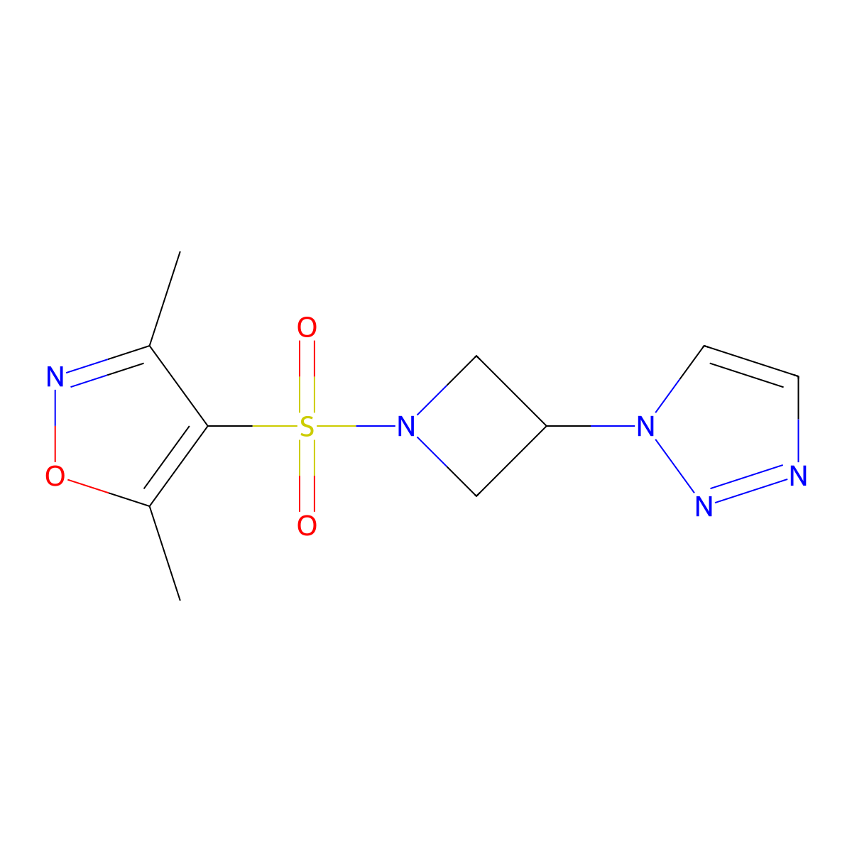 4-((3-(1H-1,2,3-triazol-1-yl)azetidin-1-yl)sulfonyl)-3,5-dimethylisoxazole molecular structure, CAS 2034491-29-5