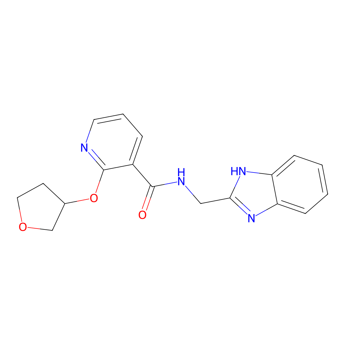 N-((1H-benzo[d]imidazol-2-yl)methyl)-2-((tetrahydrofuran-3-yl)oxy)nicotinamide molecular structure, CAS 2034491-33-1