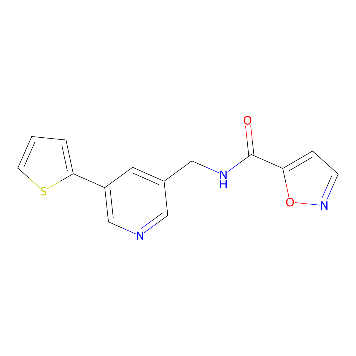 N-((5-(thiophen-2-yl)pyridin-3-yl)methyl)isoxazole-5-carboxamide molecular structure, CAS 2034491-34-2