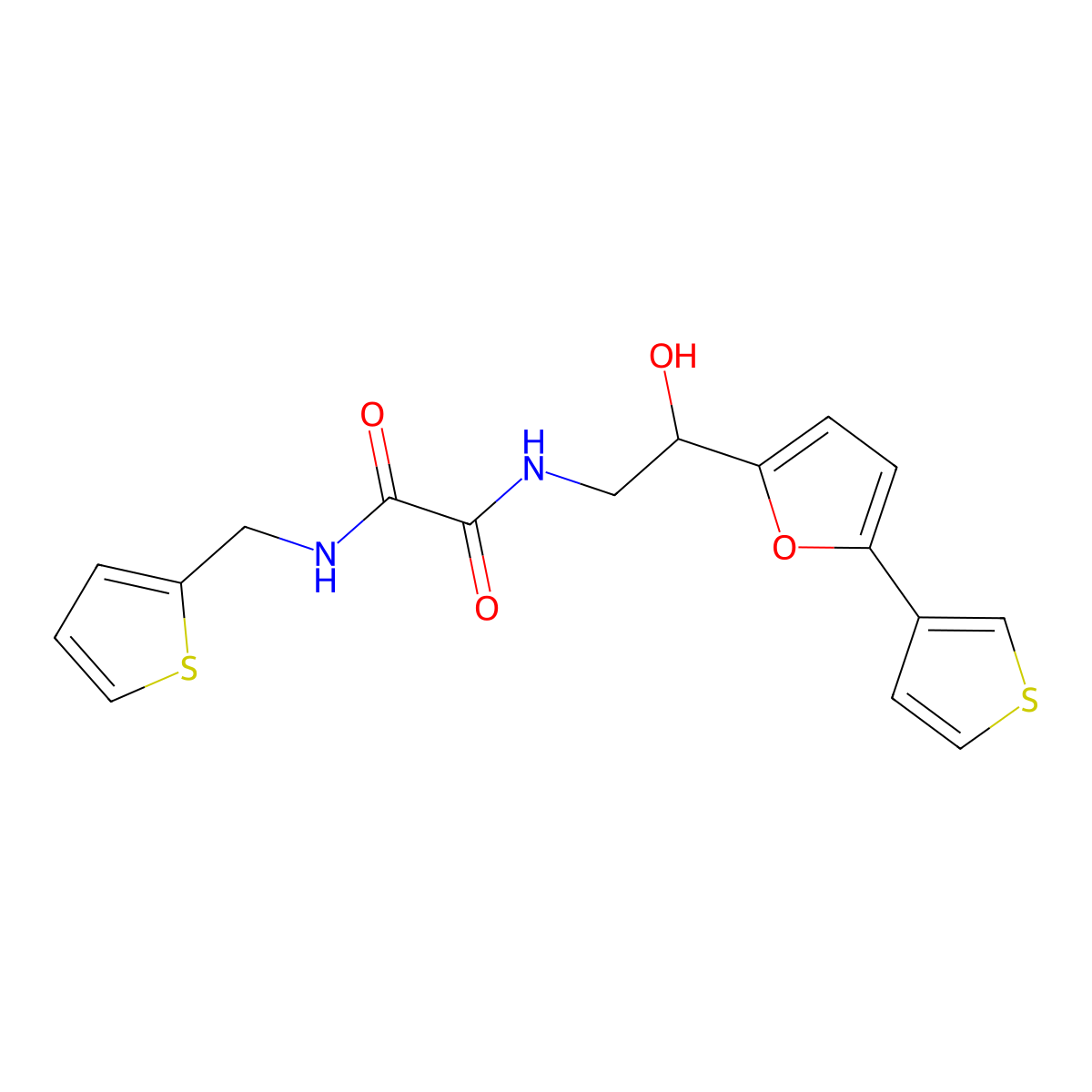 N1-(2-hydroxy-2-(5-(thiophen-3-yl)furan-2-yl)ethyl)-N2-(thiophen-2-ylmethyl)oxalamide molecular structure, CAS 2034491-35-3