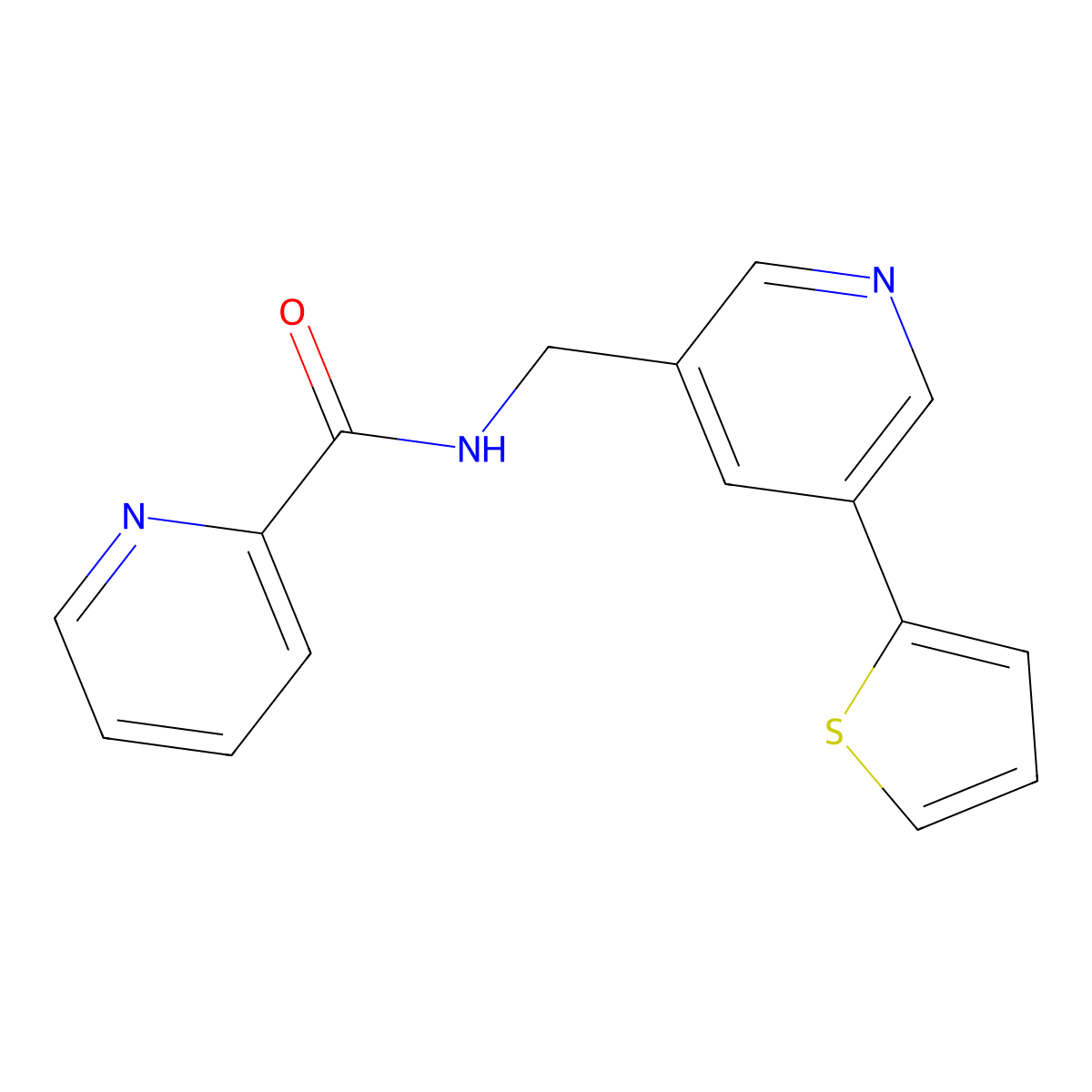 N-((5-(thiophen-2-yl)pyridin-3-yl)methyl)picolinamide molecular structure, CAS 2034491-41-1