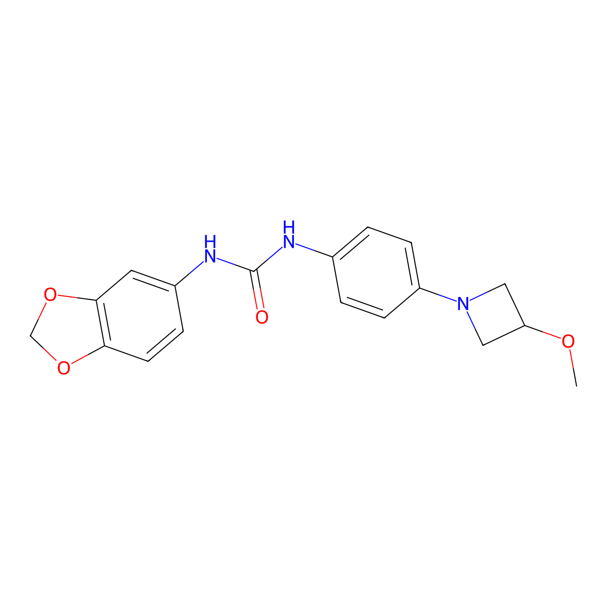 1-(Benzo[d][1,3]dioxol-5-yl)-3-(4-(3-methoxyazetidin-1-yl)phenyl)urea molecular structure, CAS 2034491-43-3