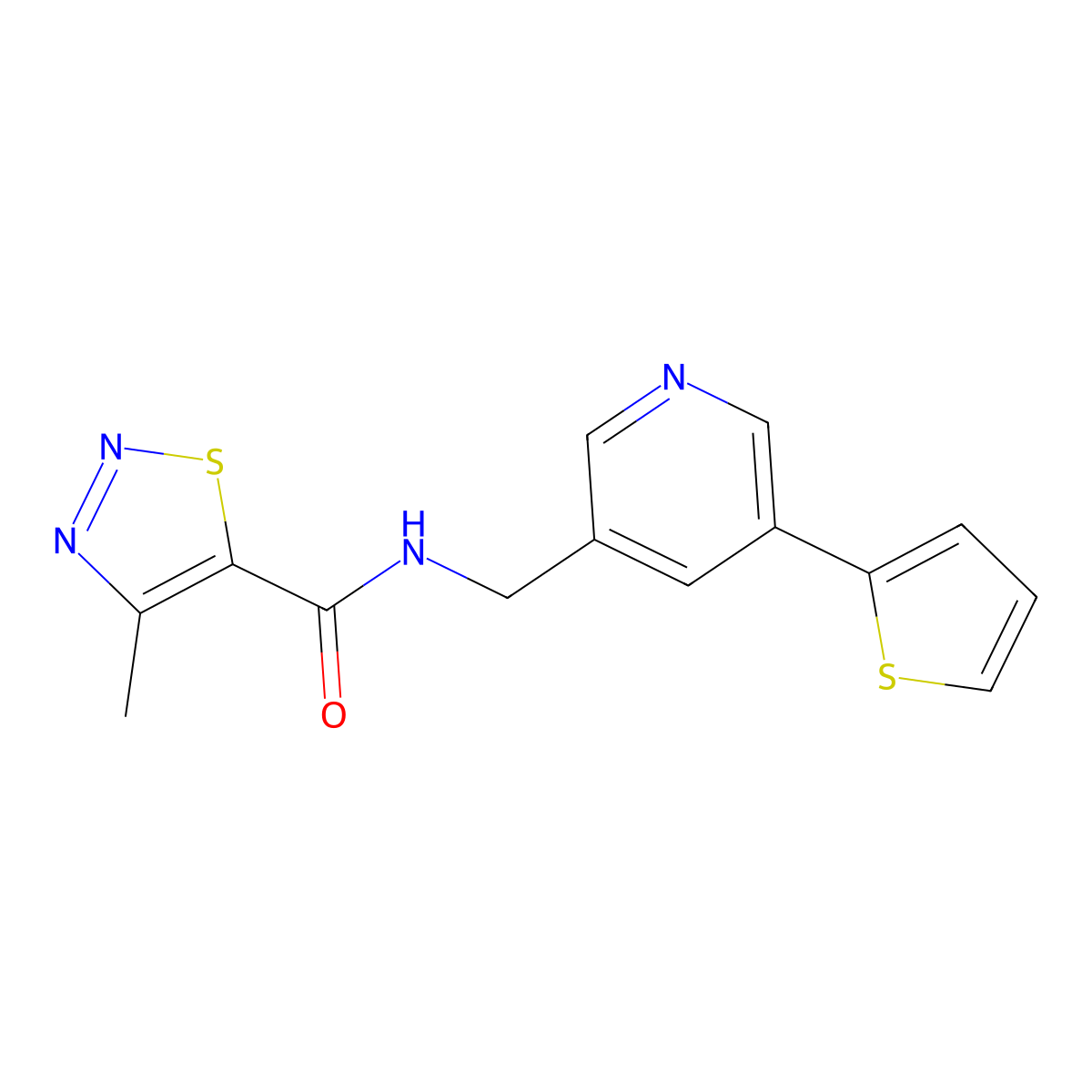 4-methyl-N-((5-(thiophen-2-yl)pyridin-3-yl)methyl)-1,2,3-thiadiazole-5-carboxamide molecular structure, CAS 2034491-47-7