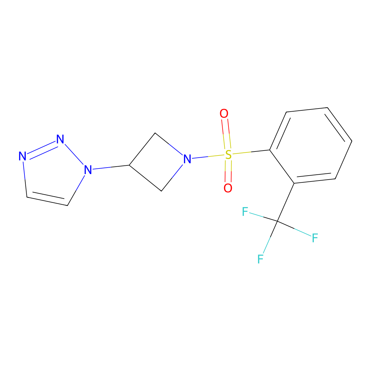 1-(1-((2-(trifluoromethyl)phenyl)sulfonyl)azetidin-3-yl)-1H-1,2,3-triazole molecular structure, CAS 2034491-52-4