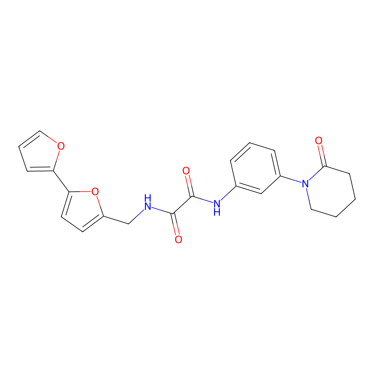 N1-([2,2'-bifuran]-5-ylmethyl)-N2-(3-(2-oxopiperidin-1-yl)phenyl)oxalamide molecular structure, CAS 2034491-58-0