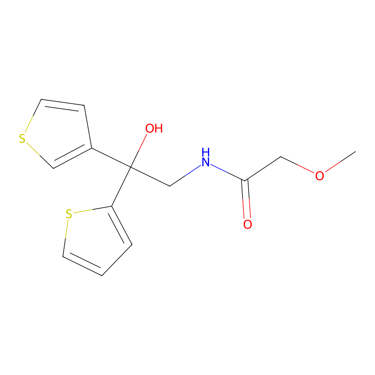 N-[2-hydroxy-2-(thiophen-2-yl)-2-(thiophen-3-yl)ethyl]-2-methoxyacetamide molecular structure, CAS 2034491-63-7