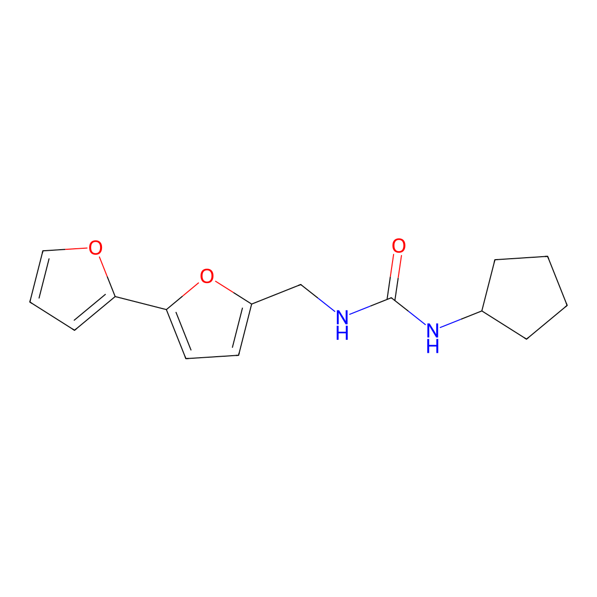 1-([2,2'-Bifuran]-5-ylmethyl)-3-cyclopentylurea molecular structure, CAS 2034491-68-2