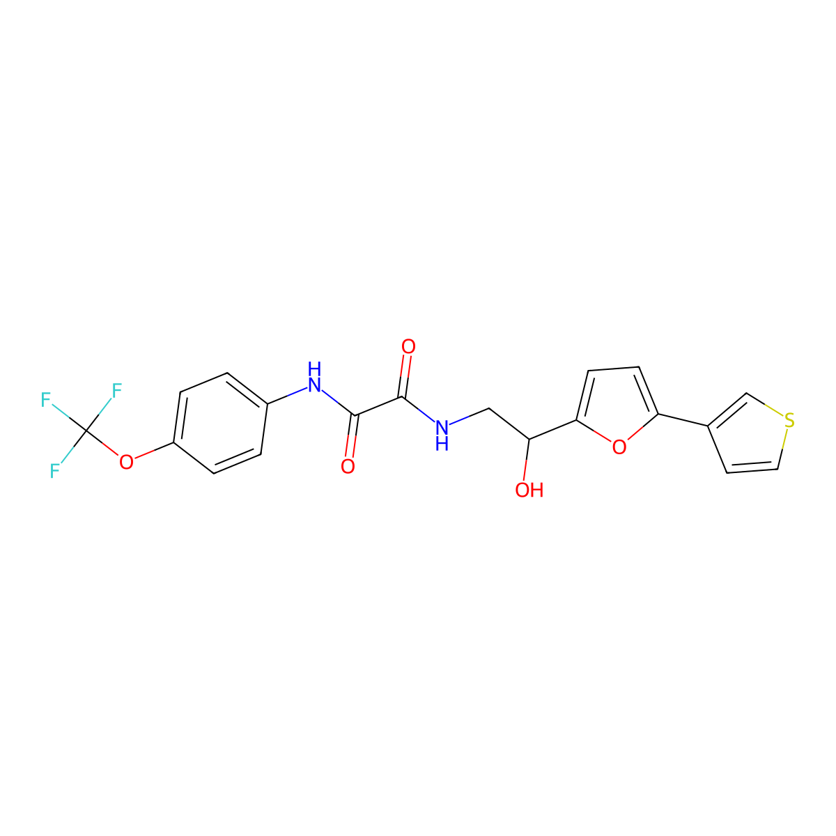 N-{2-hydroxy-2-[5-(thiophen-3-yl)furan-2-yl]ethyl}-N'-[4-(trifluoromethoxy)phenyl]ethanediamide molecular structure, CAS 2034491-70-6
