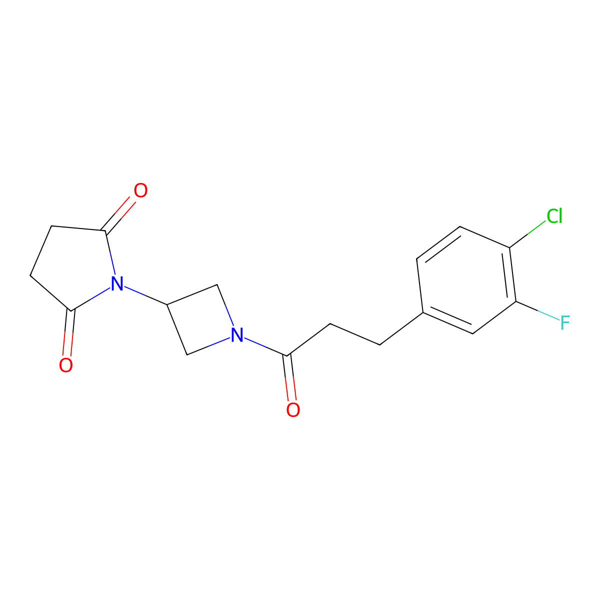 1-{1-[3-(4-Chloro-3-fluorophenyl)propanoyl]azetidin-3-yl}pyrrolidine-2,5-dione molecular structure, CAS 2034491-71-7