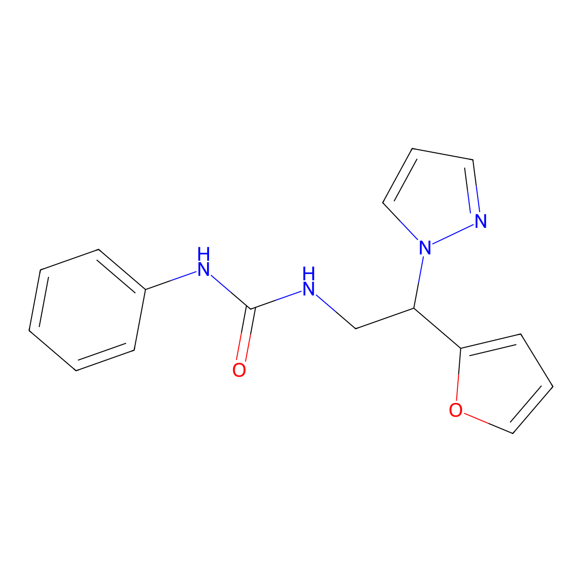 1-(2-(furan-2-yl)-2-(1H-pyrazol-1-yl)ethyl)-3-phenylurea molecular structure, CAS 2034491-72-8
