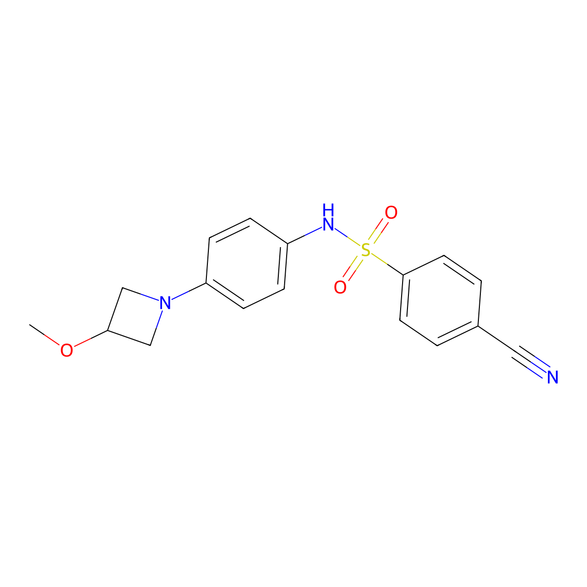 4-cyano-N-(4-(3-methoxyazetidin-1-yl)phenyl)benzenesulfonamide molecular structure, CAS 2034491-73-9