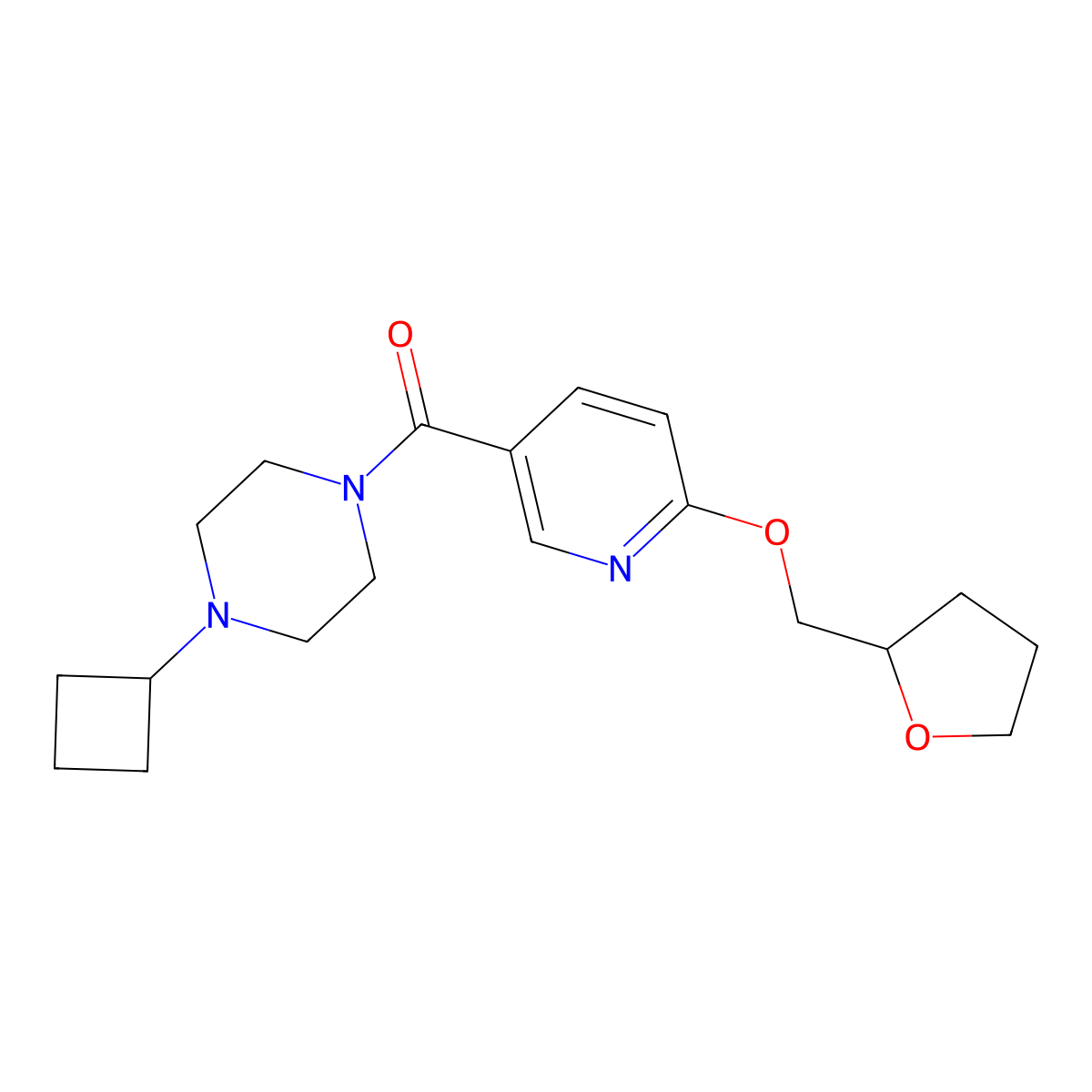 (4-Cyclobutylpiperazin-1-yl)(6-((tetrahydrofuran-2-yl)methoxy)pyridin-3-yl)methanone molecular structure, CAS 2034491-76-2