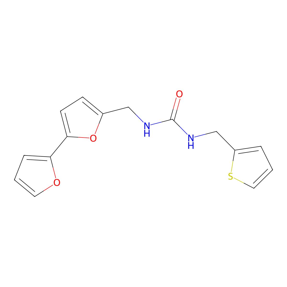 1-([2,2'-Bifuran]-5-ylmethyl)-3-(thiophen-2-ylmethyl)urea molecular structure, CAS 2034491-77-3