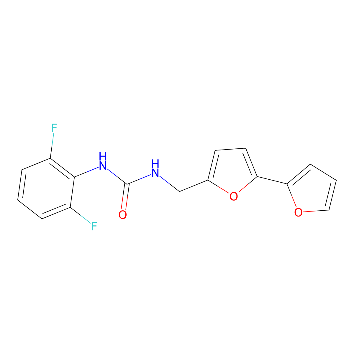 1-([2,2'-Bifuran]-5-ylmethyl)-3-(2,6-difluorophenyl)urea molecular structure, CAS 2034491-83-1