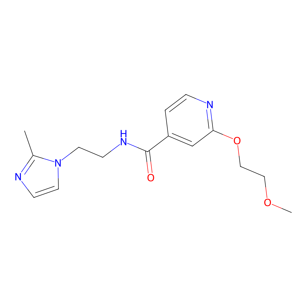 2-(2-methoxyethoxy)-N-(2-(2-methyl-1H-imidazol-1-yl)ethyl)isonicotinamide molecular structure, CAS 2034491-94-4