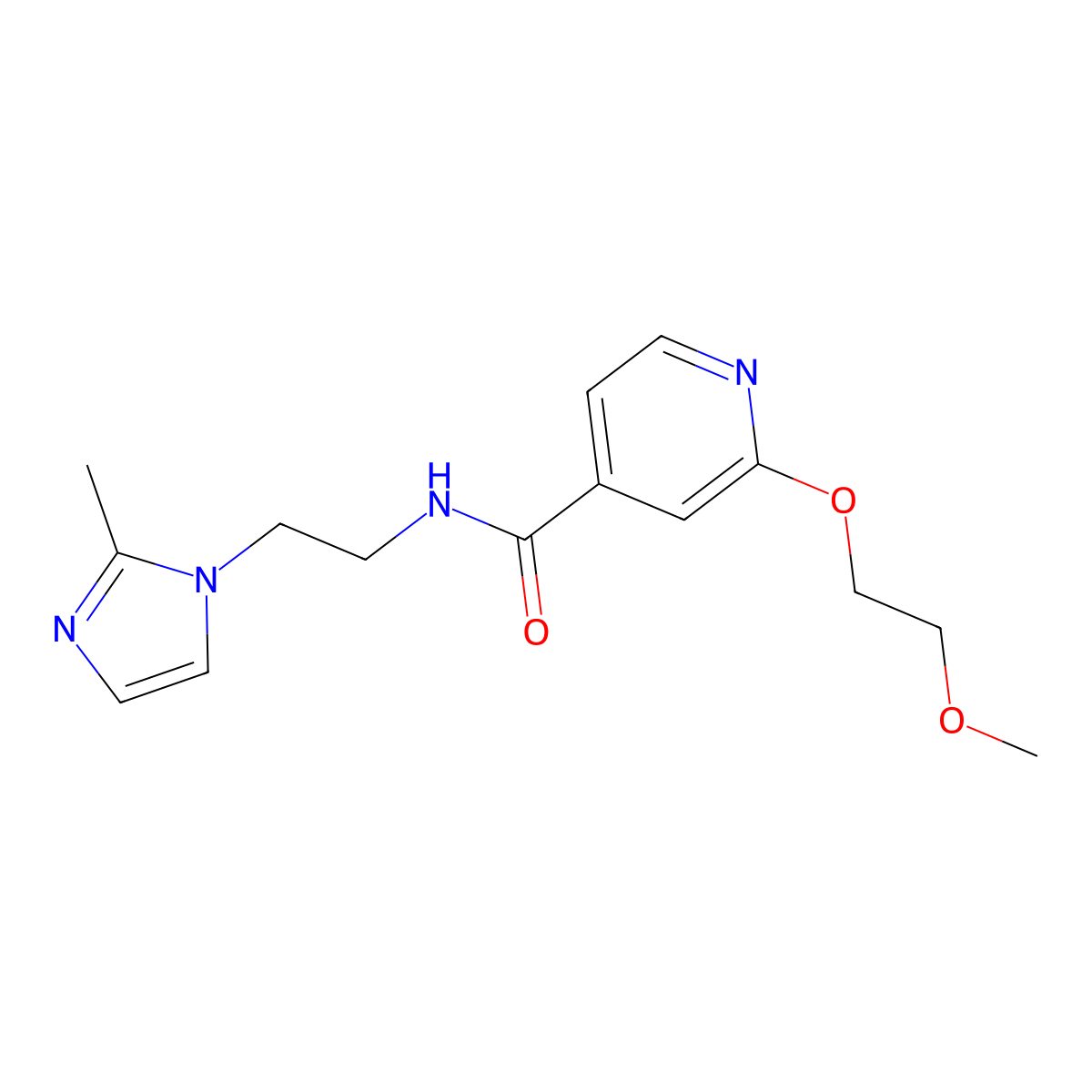 2-(2-methoxyethoxy)-N-(2-(2-methyl-1H-imidazol-1-yl)ethyl)isonicotinamide molecular structure, CAS 2034491-94-4