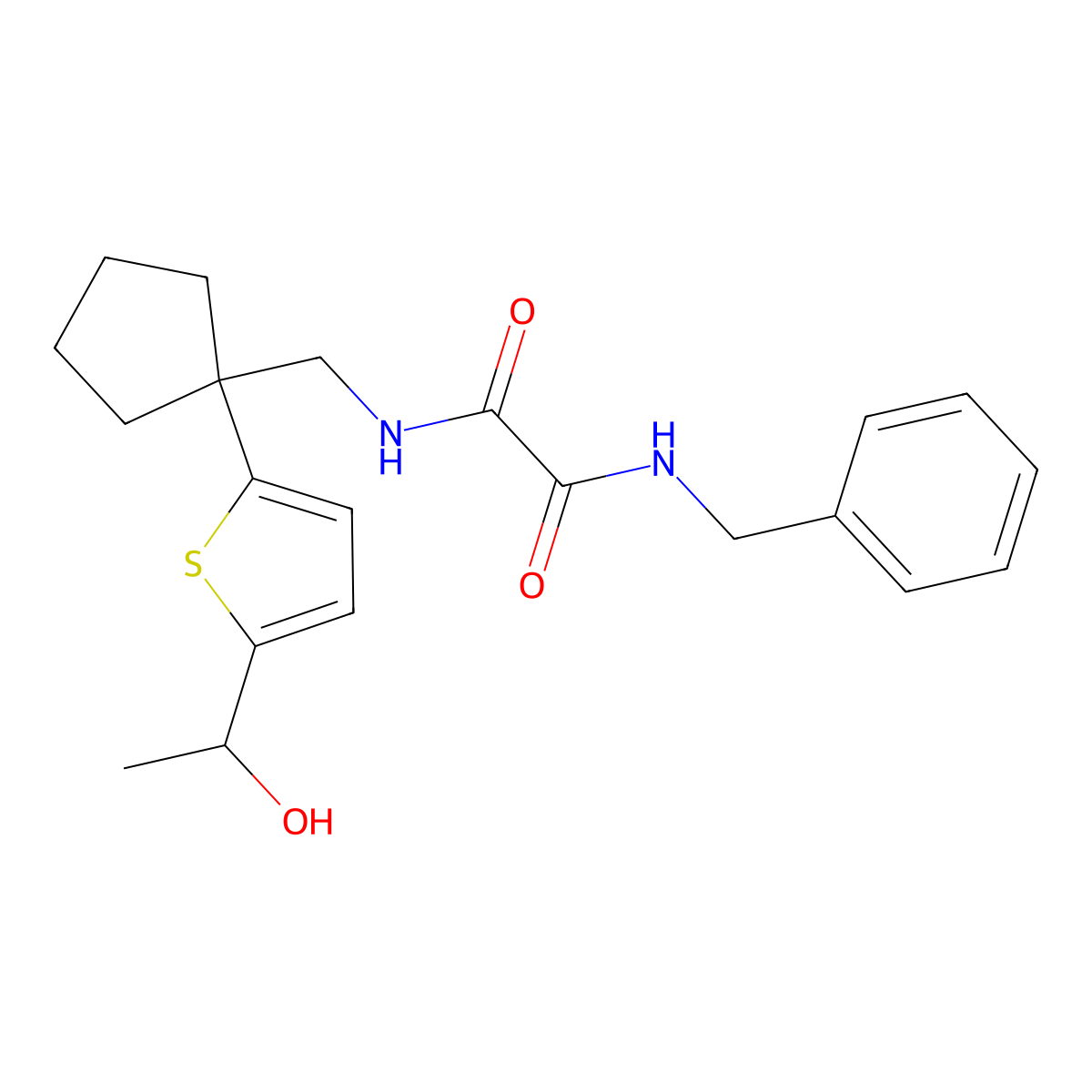 N1-benzyl-N2-((1-(5-(1-hydroxyethyl)thiophen-2-yl)cyclopentyl)methyl)oxalamide molecular structure, CAS 2034491-95-5
