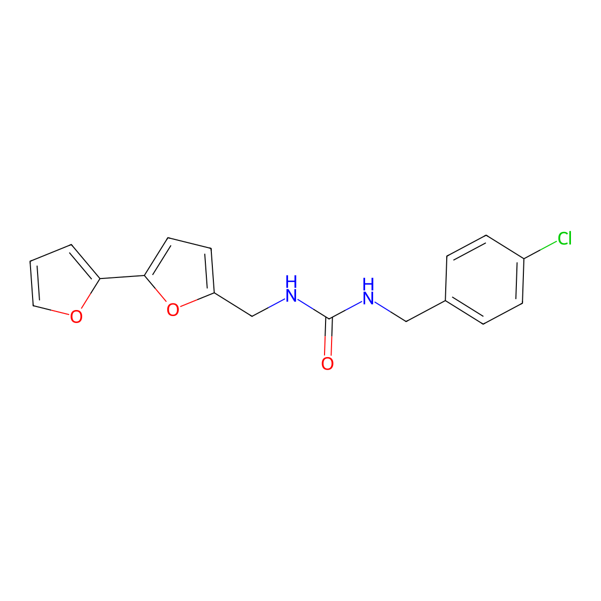 1-([2,2'-Bifuran]-5-ylmethyl)-3-(4-chlorobenzyl)urea molecular structure, CAS 2034491-98-8