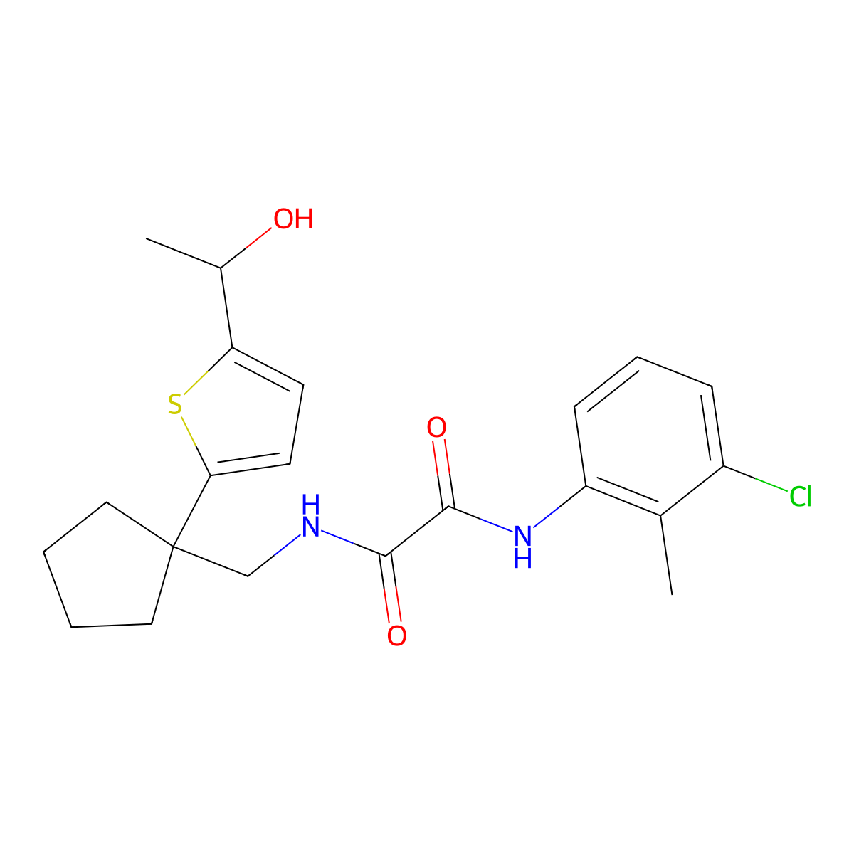 N1-(3-chloro-2-methylphenyl)-N2-((1-(5-(1-hydroxyethyl)thiophen-2-yl)cyclopentyl)methyl)oxalamide molecular structure, CAS 2034492-06-1