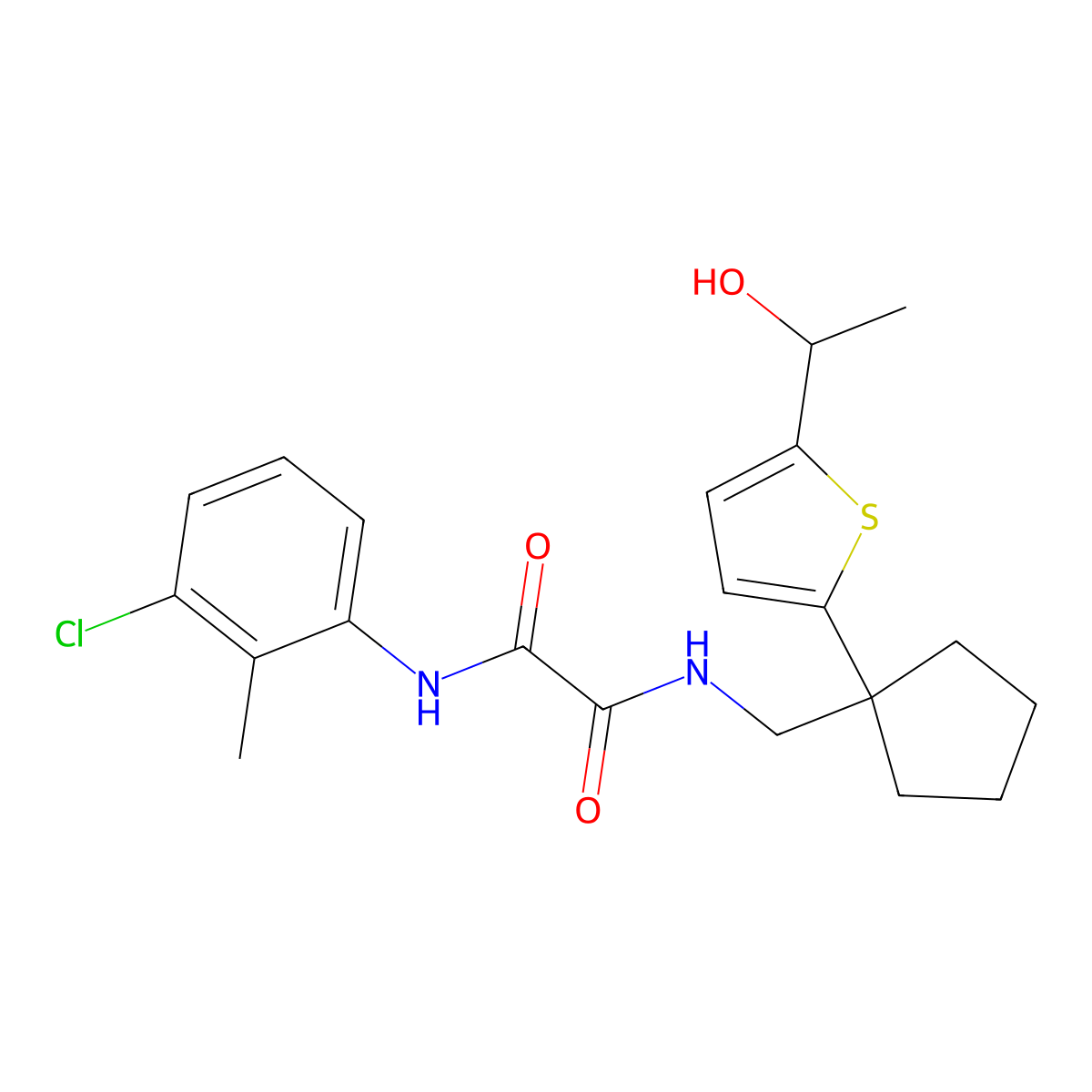 N1-(3-chloro-2-methylphenyl)-N2-((1-(5-(1-hydroxyethyl)thiophen-2-yl)cyclopentyl)methyl)oxalamide molecular structure, CAS 2034492-06-1