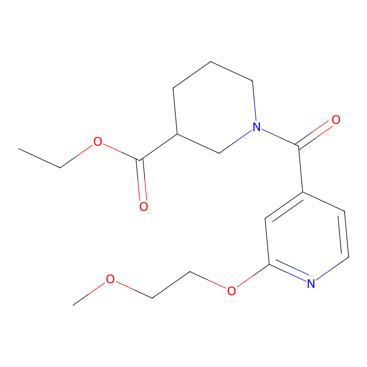 Ethyl 1-(2-(2-methoxyethoxy)isonicotinoyl)piperidine-3-carboxylate molecular structure, CAS 2034492-09-4
